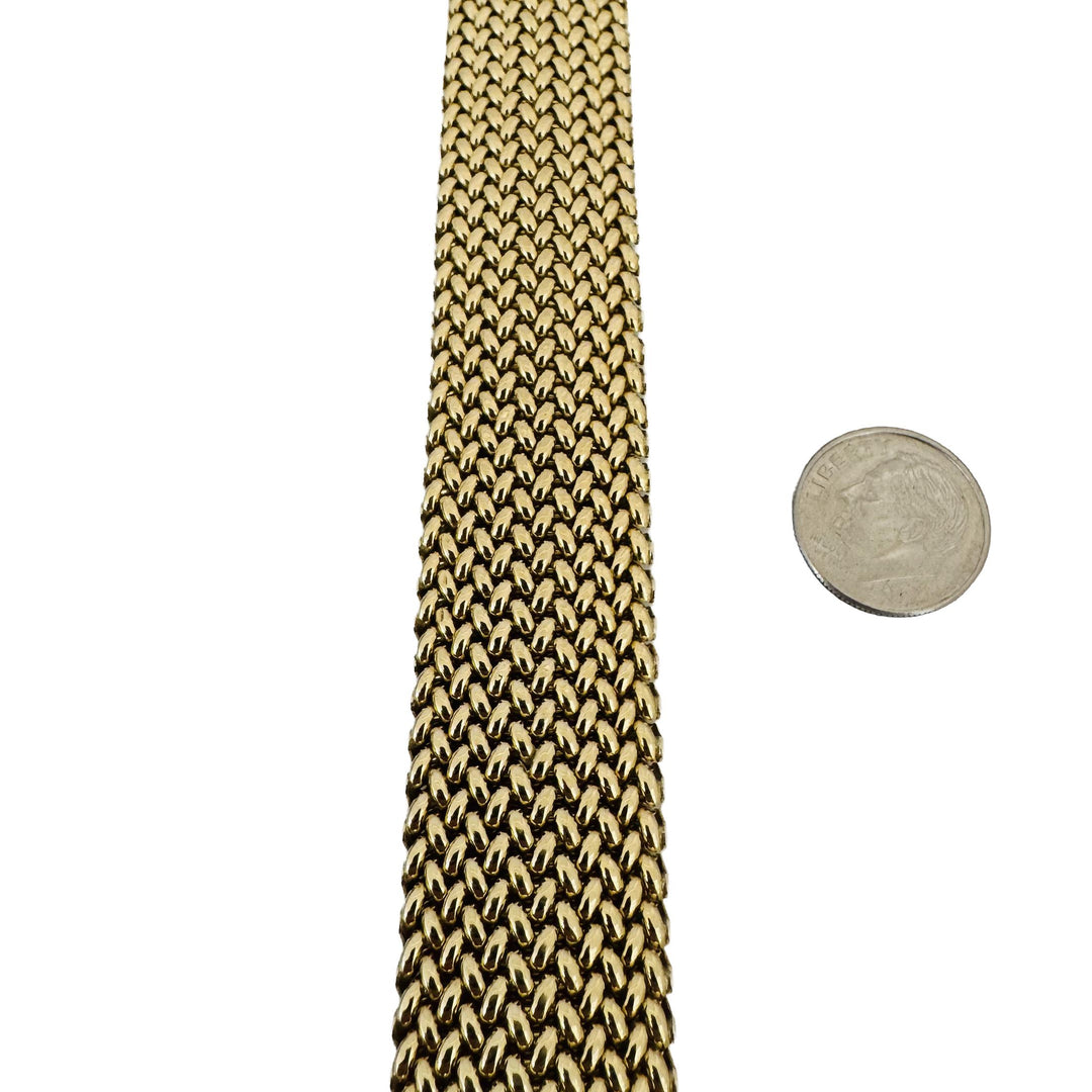 14k Yellow Gold 43.5g Thick Wide 20mm Heavy Mesh Link Bracelet Italy 8"