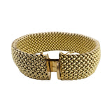 14k Yellow Gold 43.5g Thick Wide 20mm Heavy Mesh Link Bracelet Italy 8"