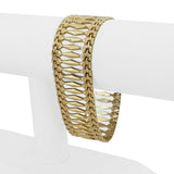 14k Yellow Gold 22.4g Vintage Wide 25mm Fancy Link Bracelet Turkey 7.5"