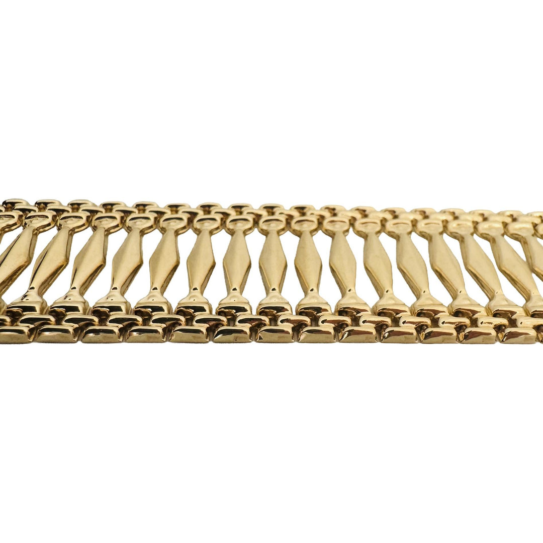 14k Yellow Gold 22.4g Vintage Wide 25mm Fancy Link Bracelet Turkey 7.5"