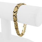 14k Yellow Gold 13.3g Thick 8.5mm XO Hugs and Kisses Link Bracelet Italy 7.5"