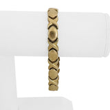 14k Yellow Gold 13.3g Thick 8.5mm XO Hugs and Kisses Link Bracelet Italy 7.5"