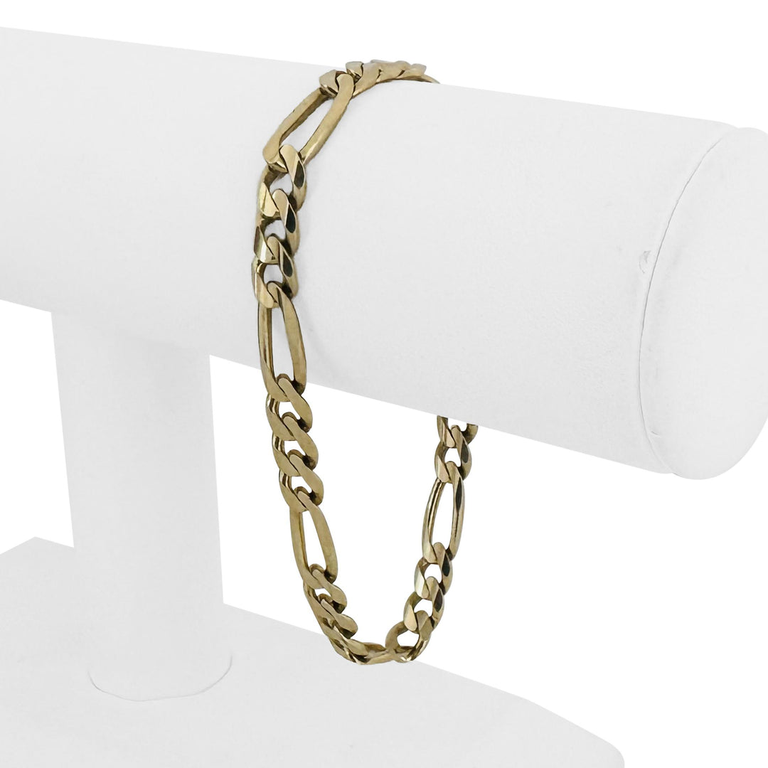 14k Yellow Gold 16g Solid Men's 6.5mm Figaro Link Bracelet Italy 8"