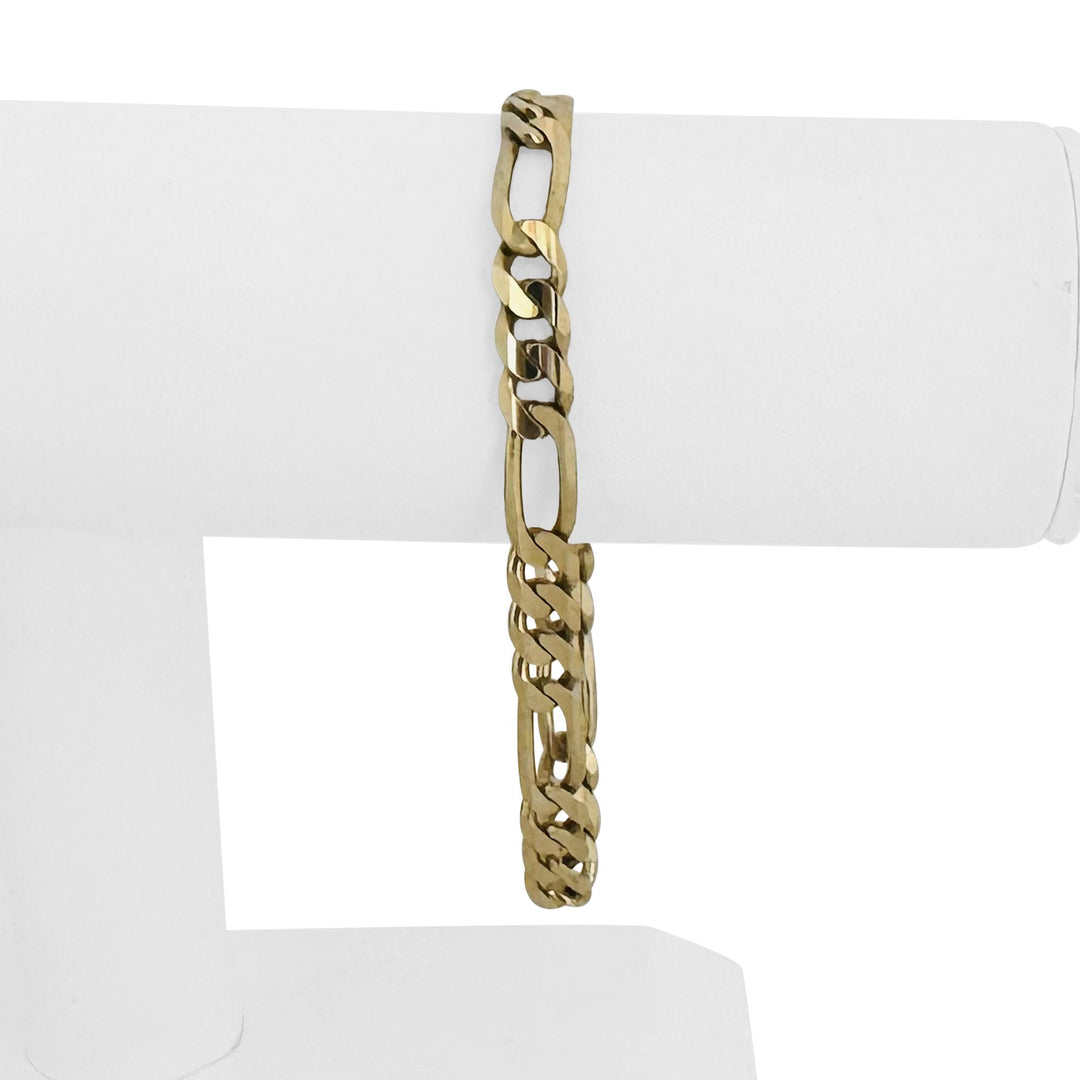 14k Yellow Gold 16g Solid Men's 6.5mm Figaro Link Bracelet Italy 8"