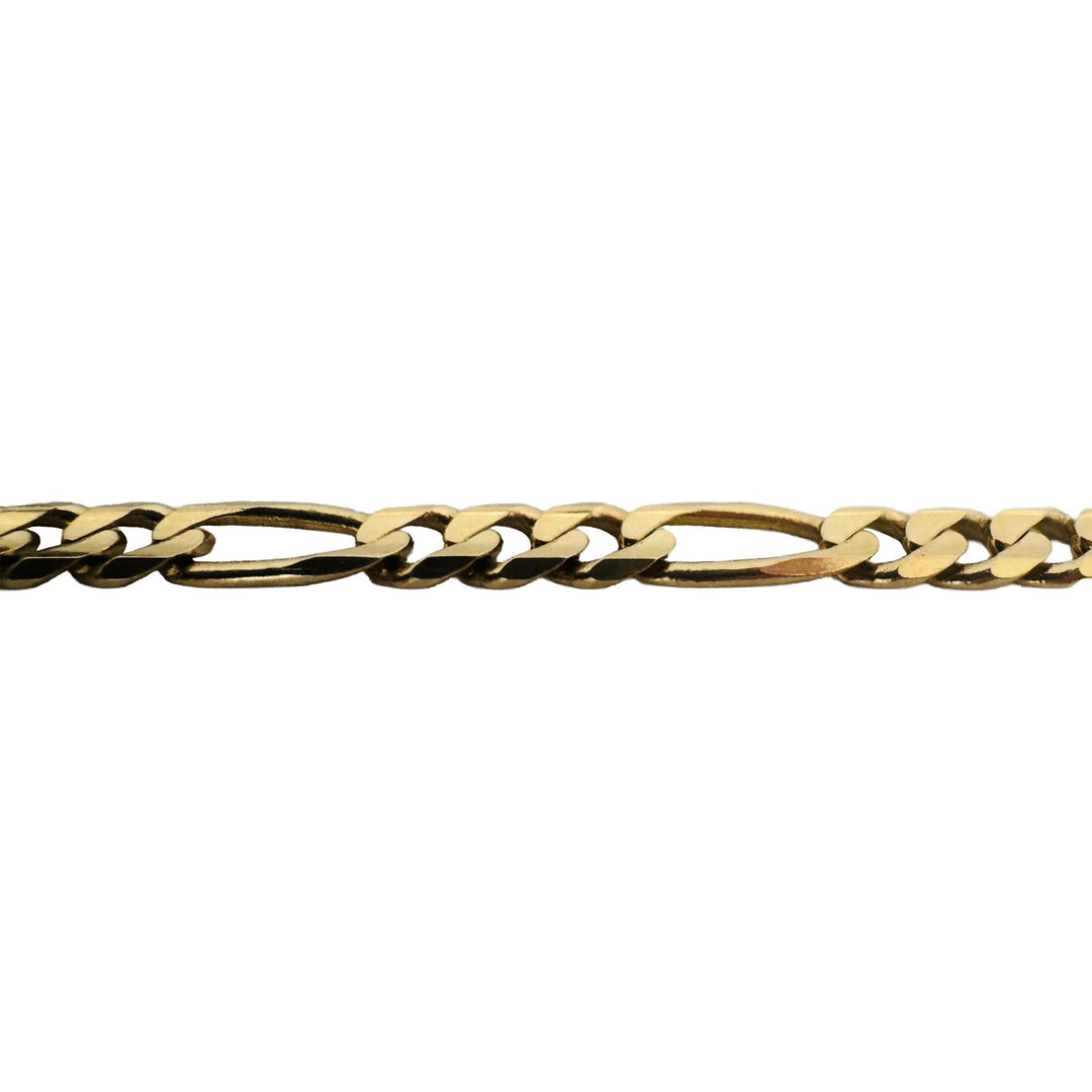 14k Yellow Gold 16g Solid Men's 6.5mm Figaro Link Bracelet Italy 8"