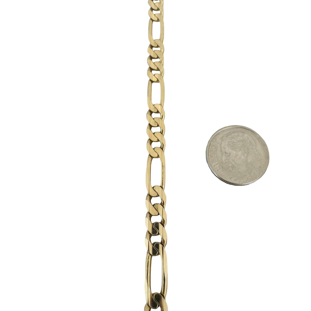 14k Yellow Gold 16g Solid Men's 6.5mm Figaro Link Bracelet Italy 8"