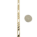 14k Yellow Gold 16g Solid Men's 6.5mm Figaro Link Bracelet Italy 8"