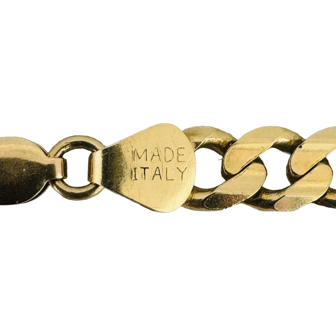 14k Yellow Gold 16g Solid Men's 6.5mm Figaro Link Bracelet Italy 8"