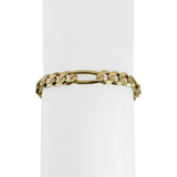 14k Yellow Gold 16g Solid Men's 6.5mm Figaro Link Bracelet Italy 8"