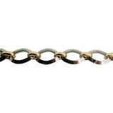 14k Yellow and White Gold 13.6g Fancy Oval Link Bracelet Italy 7.5"
