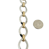 14k Yellow and White Gold 13.6g Fancy Oval Link Bracelet Italy 7.5"