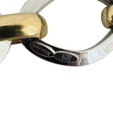 14k Yellow and White Gold 13.6g Fancy Oval Link Bracelet Italy 7.5"
