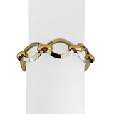 14k Yellow and White Gold 13.6g Fancy Oval Link Bracelet Italy 7.5"