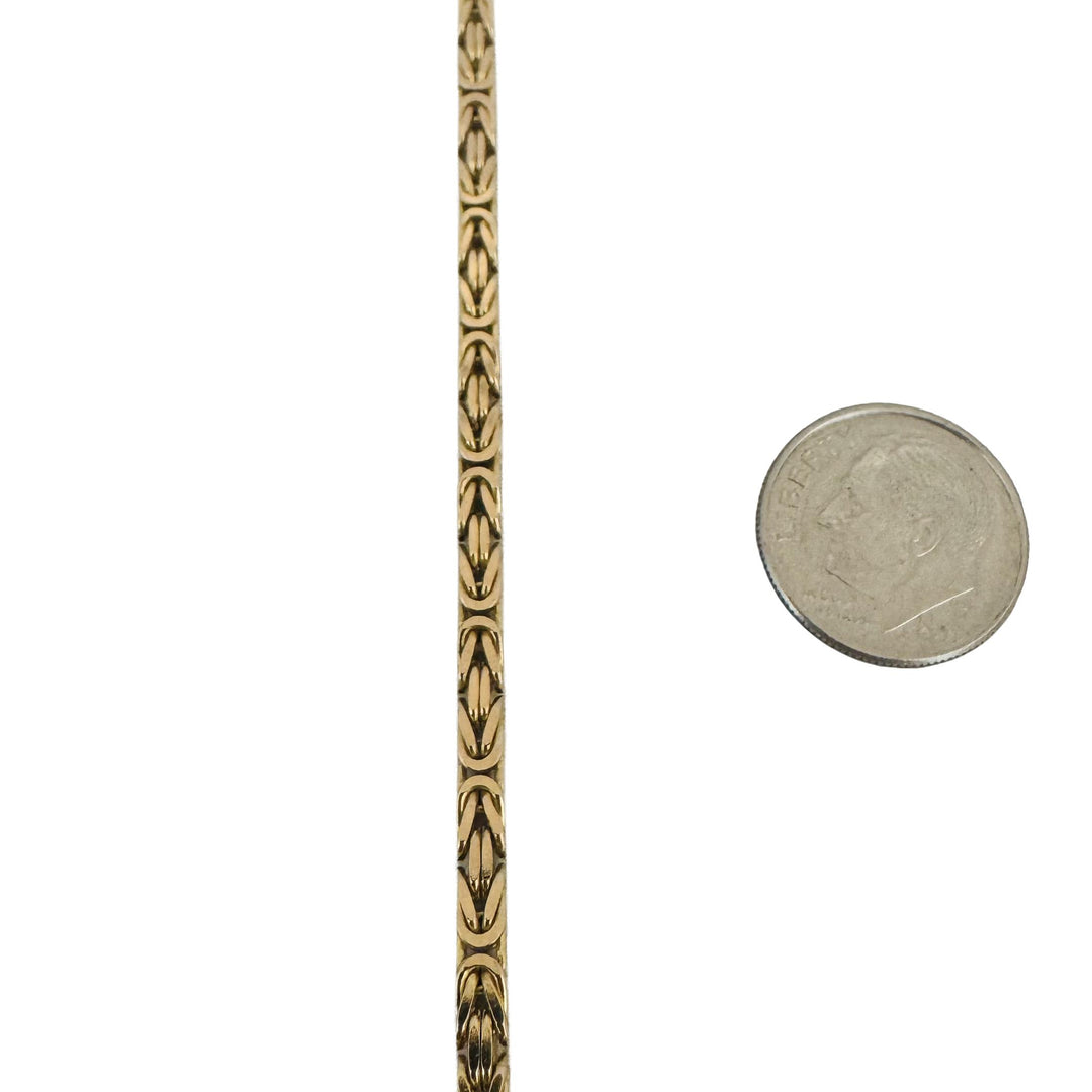 14k Yellow Gold 22g Solid Heavy 2.5mm Squared Byzantine Link Necklace 21"