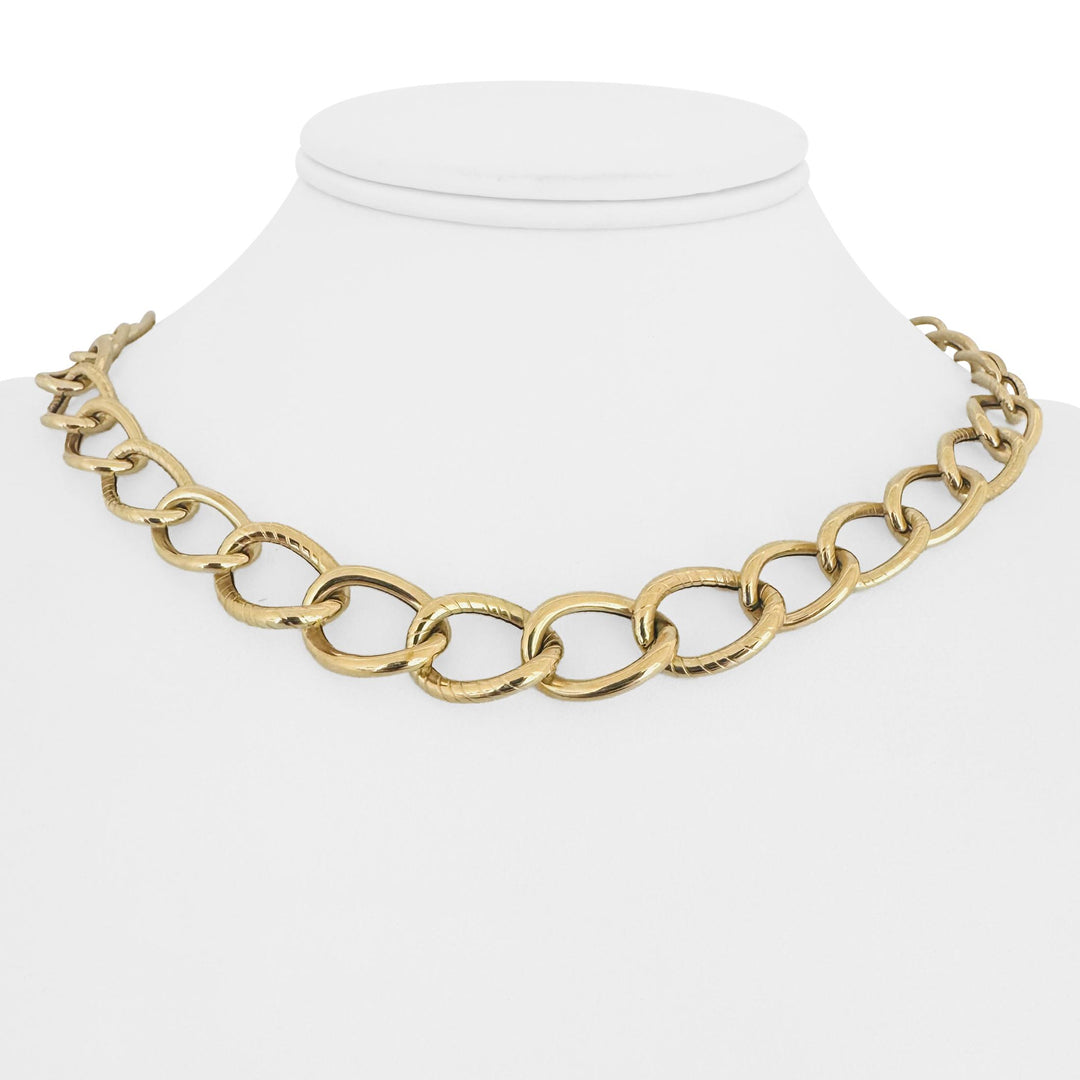 14k Yellow Gold 9.4g Hollow Very Light Oval Curb Link Necklace Italy 17"