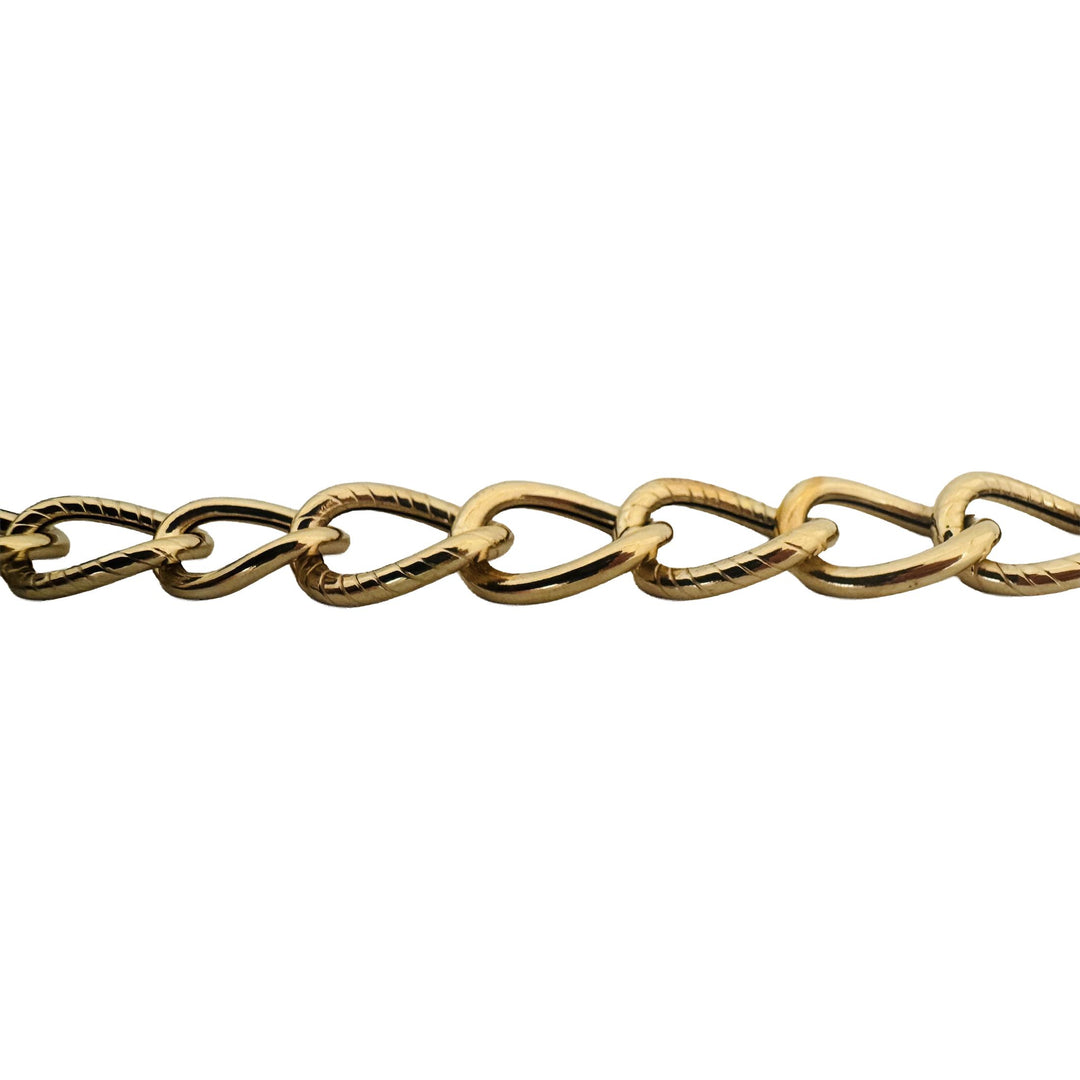 14k Yellow Gold 9.4g Hollow Very Light Oval Curb Link Necklace Italy 17"