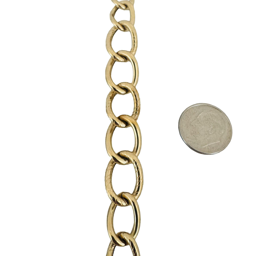 14k Yellow Gold 9.4g Hollow Very Light Oval Curb Link Necklace Italy 17"