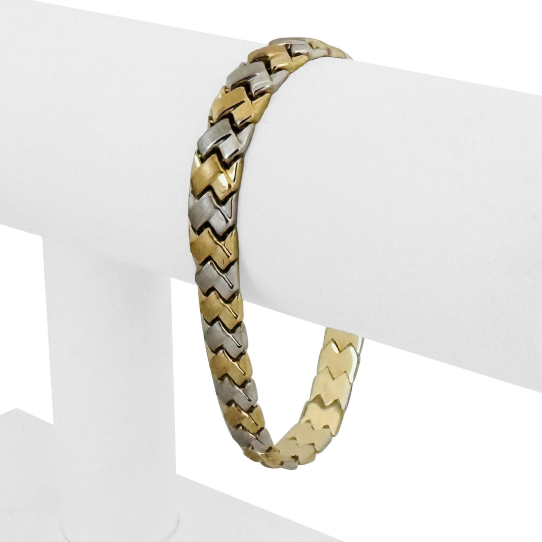 14k Yellow and White Gold 11g Ladies Fancy Link Bracelet 7.25"
