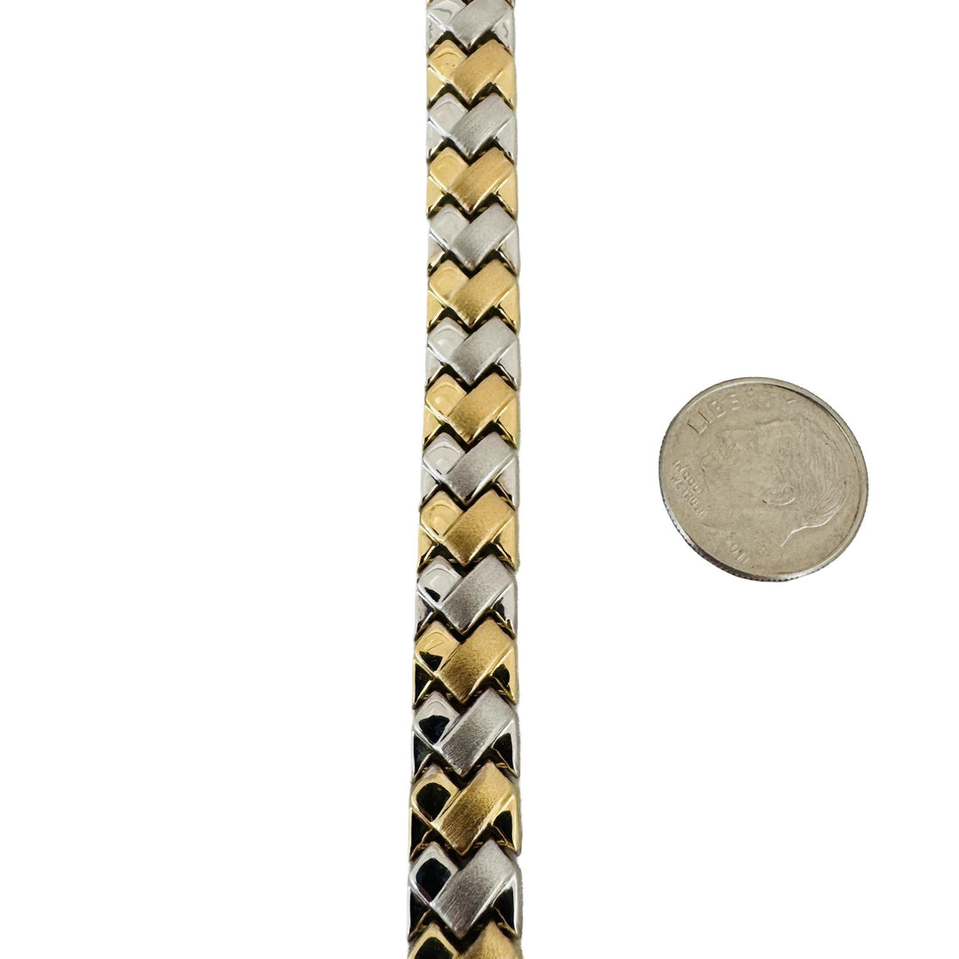 14k Yellow and White Gold 11g Ladies Fancy Link Bracelet 7.25"