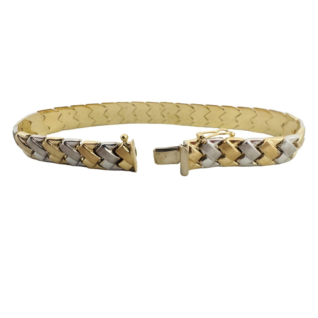 14k Yellow and White Gold 11g Ladies Fancy Link Bracelet 7.25"