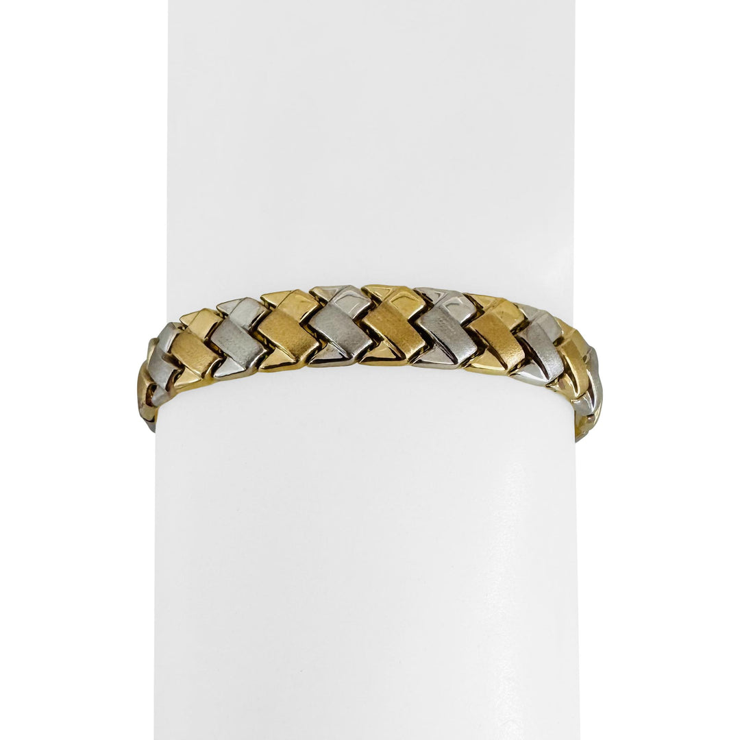 14k Yellow and White Gold 11g Ladies Fancy Link Bracelet 7.25"