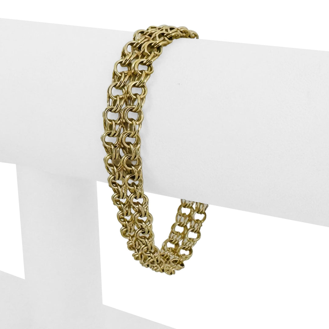 14k Yellow Gold 16g Ladies Solid 10mm Double Curb Link Bracelet 7"