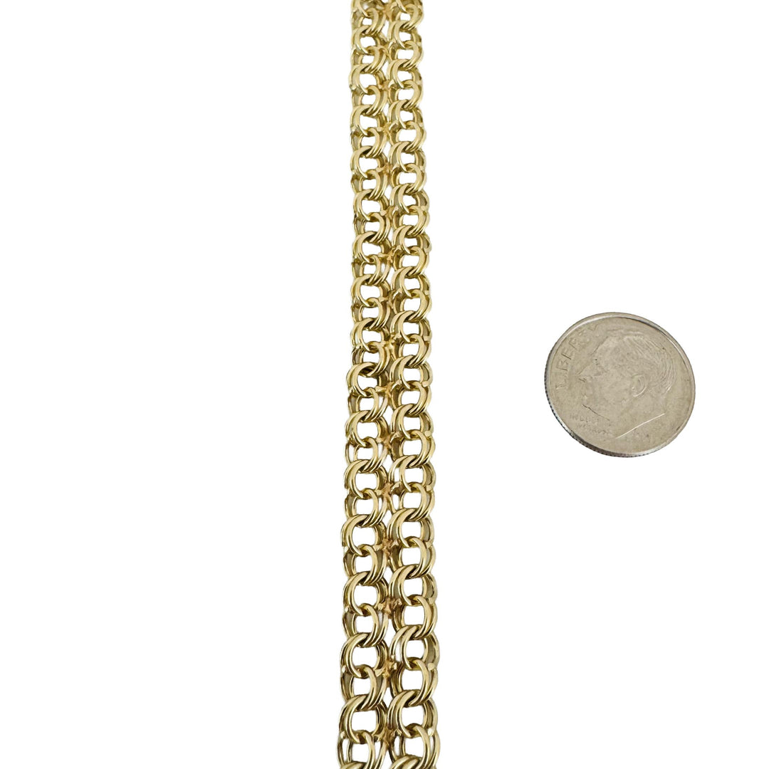 14k Yellow Gold 16g Ladies Solid 10mm Double Curb Link Bracelet 7"