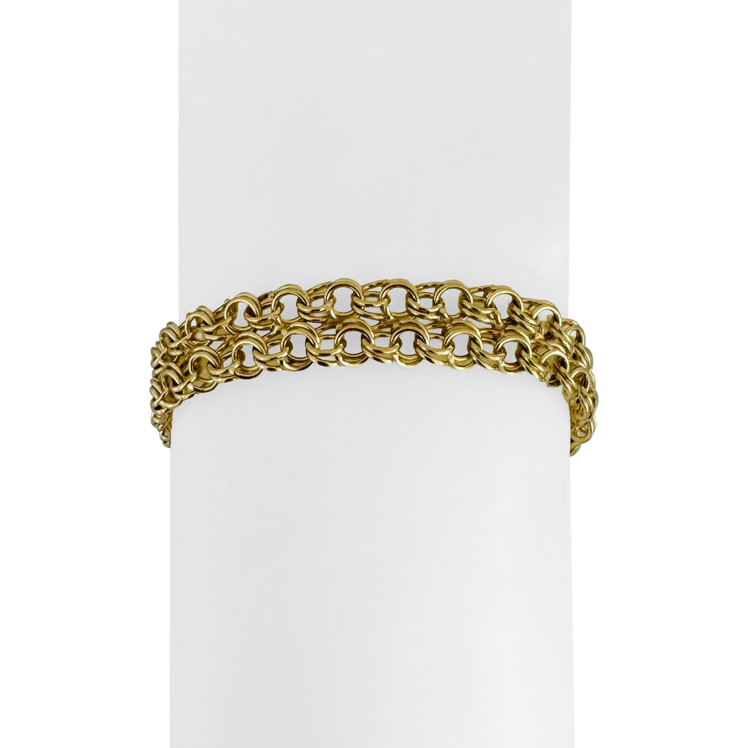 14k Yellow Gold 16g Ladies Solid 10mm Double Curb Link Bracelet 7"