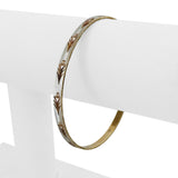 14k White and Yellow Gold 11.6g Solid Fancy Bangle Bracelet 7.85"