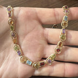 14k Yellow Gold and Multi Gemstone 23.9g Ladies Fancy Link Necklace 16"