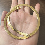 14k Yellow Gold 27.9g Solid Heavy 7mm Herringbone Link Necklace Italy 18"
