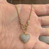 Effy 14k Yellow Gold and 0.75cttw Pave Diamond Puffy Heart Pendant Necklace 18"