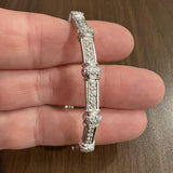18k White Gold and 0.70cttw Diamond Solid 20g Bangle Bracelet 6.5"