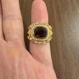 18k Yellow Gold Smoky Quartz and 0.55cttw Diamond Heavy Ring Size 6