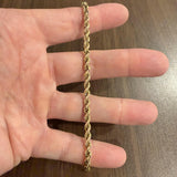 18k Yellow Gold 6.7g Vintage 4mm Rope Bracelet 8.25"