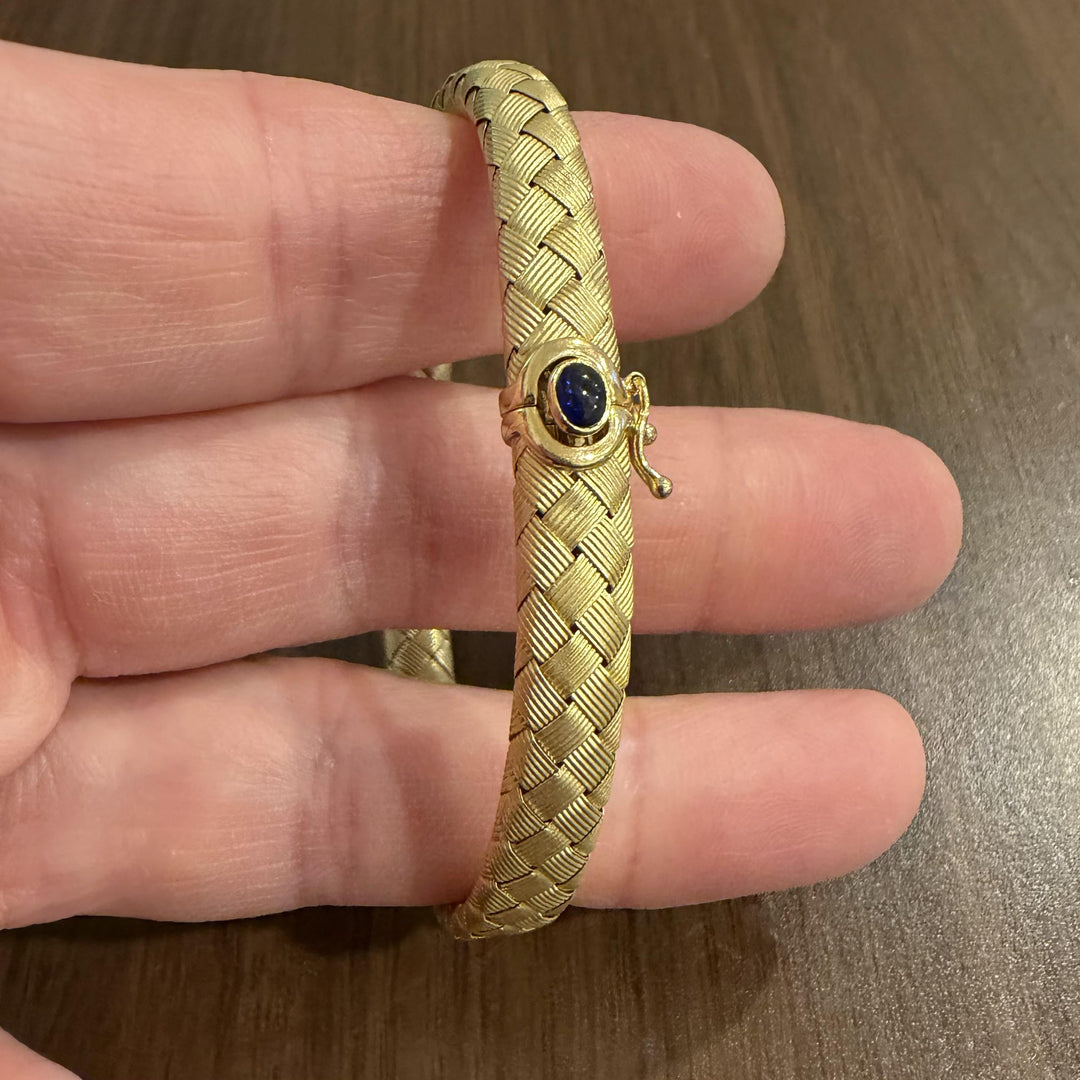 18k Yellow Gold 23g Solid Heavy Vintage Woven Mesh Bracelet Italy 7.5"