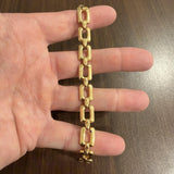 18k Yellow Gold 14g UnoAErre Vintage Squared Link Bracelet Italy 7.5"