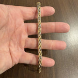18k Yellow and White Gold 17.6g Ladies Thick 7mm Wheat Link Bracelet 7"