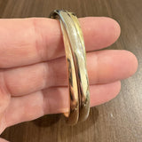 14k Yellow White and Rose Gold 24.8g Rolling Twisted Cuff Italy 6.75"