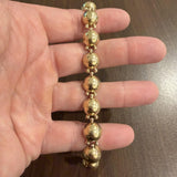 14k Yellow Gold 18.3g Vintage Polished 12mm Fancy Domed Link Bracelet Italy 7.5"
