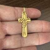 19k Portuguese Yellow Gold 7g Vintage Cross Crucifix Pendant 1.75"