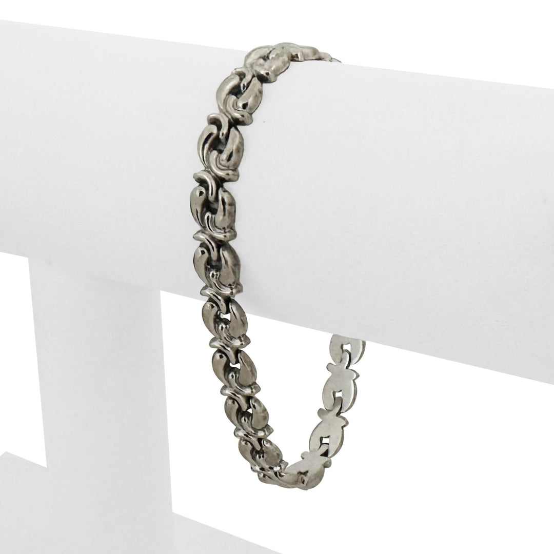 14k White Gold 9.7g Ladies 7mm Fancy Link Bracelet 7"