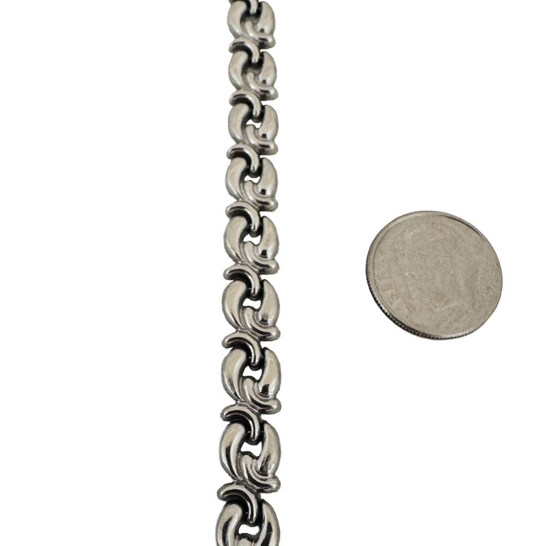 14k White Gold 9.7g Ladies 7mm Fancy Link Bracelet 7"