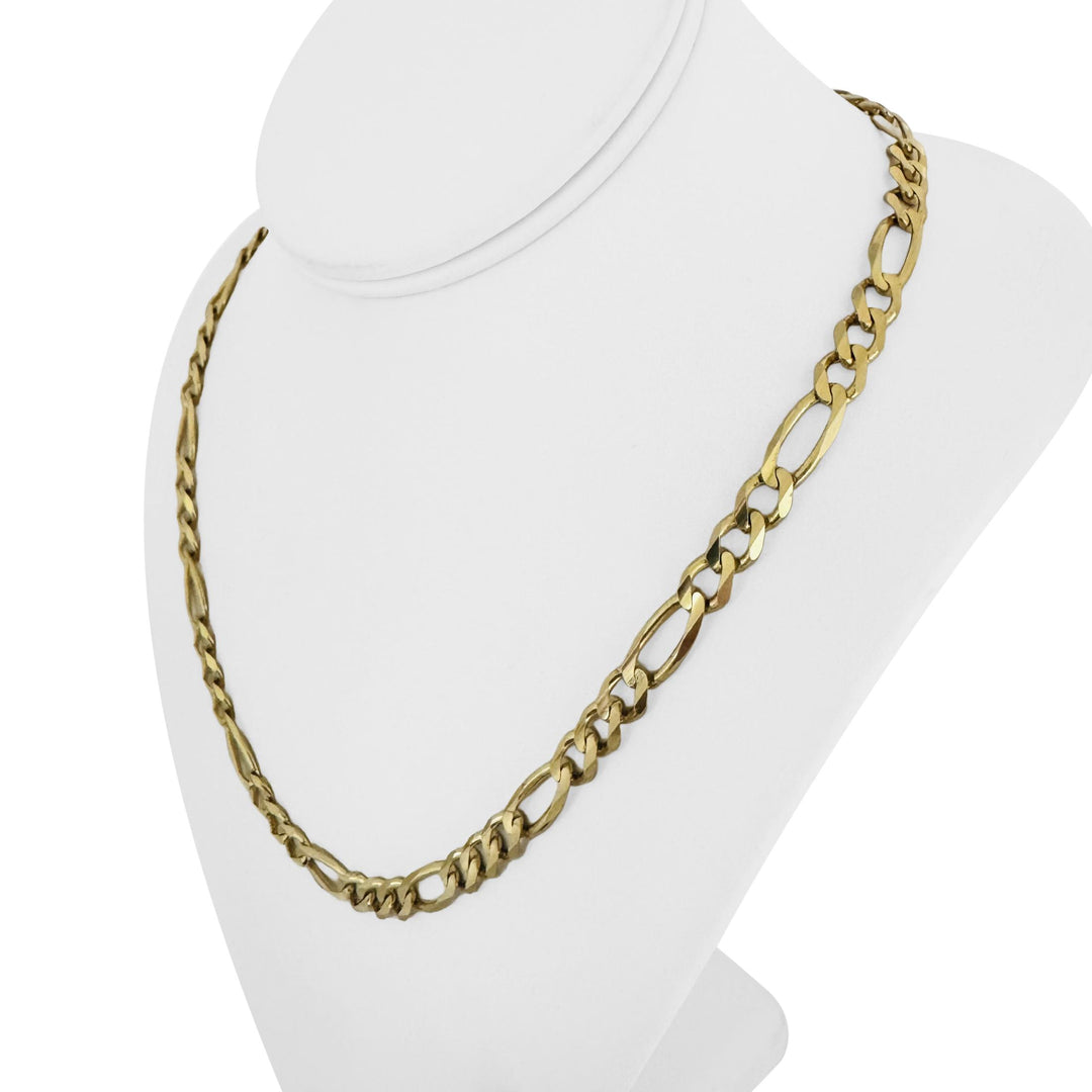14k Yellow Gold 32g Solid Heavy 7mm Figaro Link Chain Necklace Italy 20"