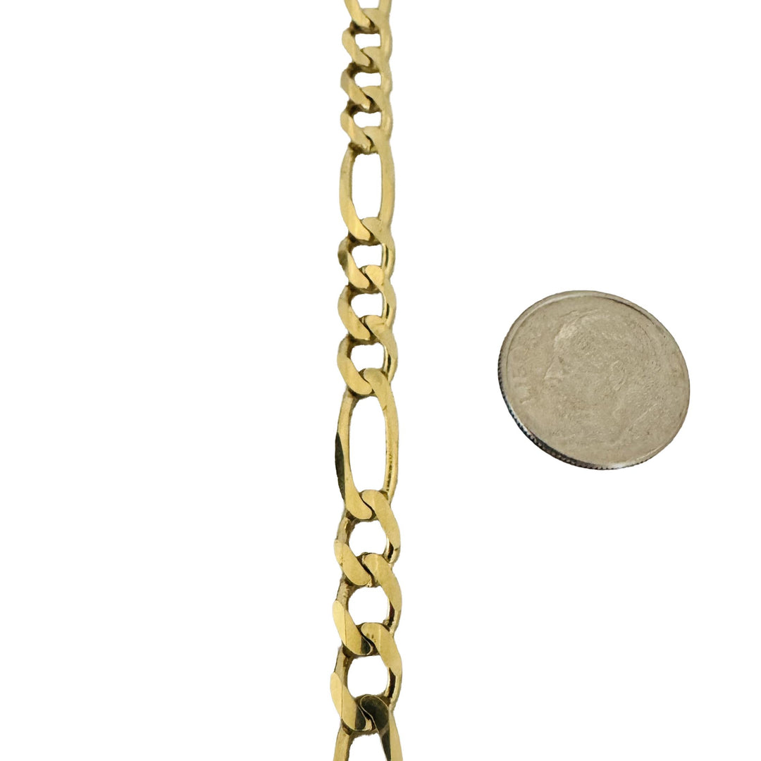 14k Yellow Gold 32g Solid Heavy 7mm Figaro Link Chain Necklace Italy 20"