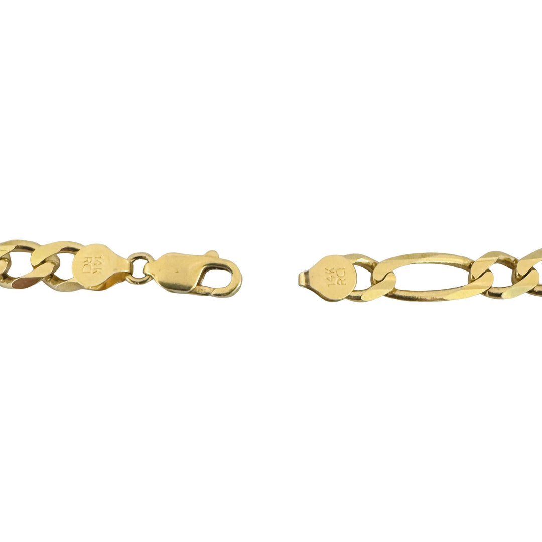 14k Yellow Gold 32g Solid Heavy 7mm Figaro Link Chain Necklace Italy 20"