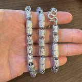 Pure Platinum 999 Very Heavy 115g Fancy Barrel Link Chain Necklace 26"