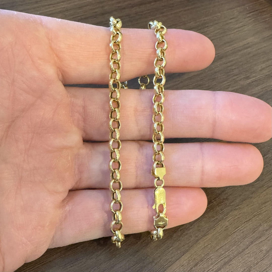 18k Yellow Gold 14.2g Ladies Polished 5.5mm Rolo Link Chain Necklace Italy 16"