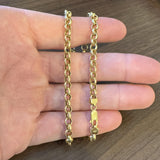 18k Yellow Gold 14.2g Ladies Polished 5.5mm Rolo Link Chain Necklace Italy 16"