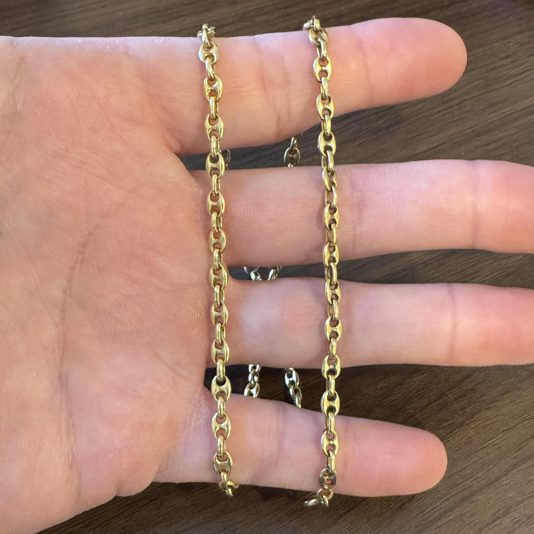 18k Yellow Gold 23.5g Solid Vintage 4.2mm Puffy Mariner Link Chain Necklace 20"